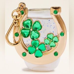 Bath & Body Works Lucky Horseshoe & Clover Pocketbac Holder- gold/ green accents